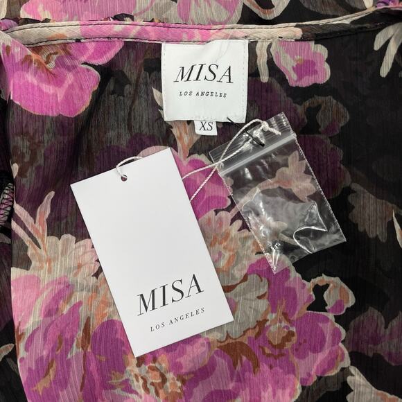 MISA Los Angelos Naia Floral Print Chiffon Wrap Midi Dress Size XS - Picture 13 of 14